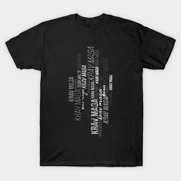 Krav Maga Cool Distressed Lettering Gym Design T-Shirt by polliadesign